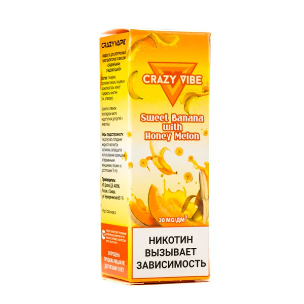 Жидкость Crazy Vibe Salt - Sweet banana with honey melon 30мл (20mg) (M)