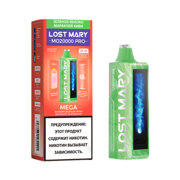 Одноразовая ЭС Lost Mary MO 20000 - Зеленое Яблоко Маракуйя Киви (Green Apple Baja Splash)